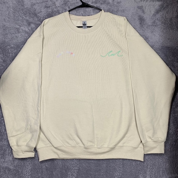 Gildan Heavy Blend Beige Sweatshirt Size L Made in Nicaragua 50/50 - Picture 1 of 7